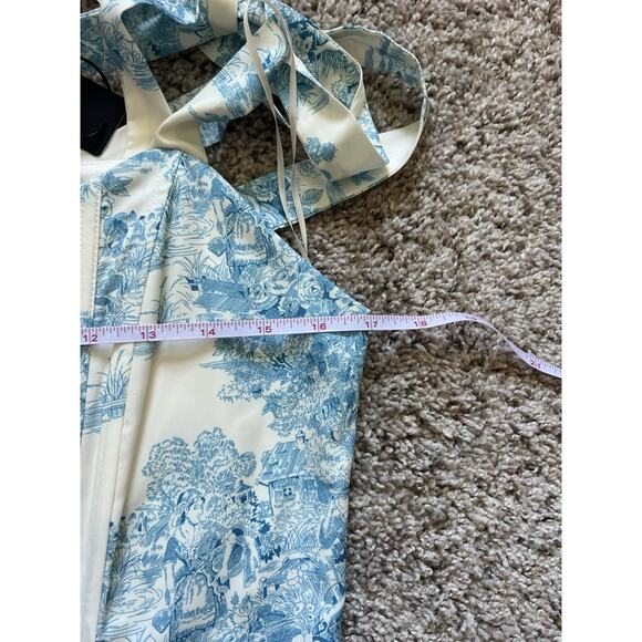 New Fashion Nova Corset Women's Large Bustier Tie Strap Basque Waist Toile Print - Picture 4 of 6